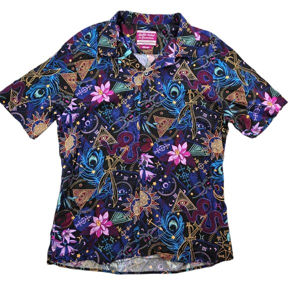 Beauty of Exandria Creation MollyMauk TeaLeaf Camp Shirt Rayon Challis Witchy XL - Picture 1 of 7